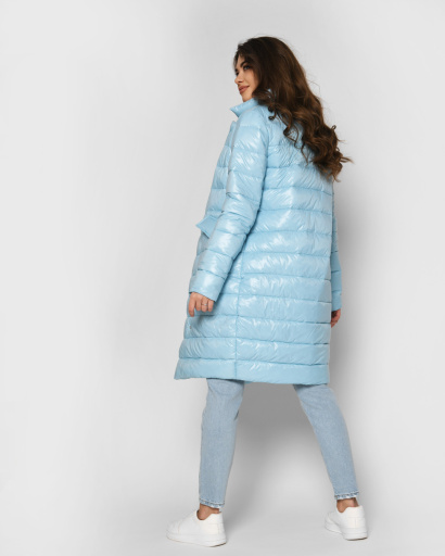 Стёганая куртка-пальто на кнопках цвет голубой 53288, Цвет: Голубой, Размер: M, изображение 4