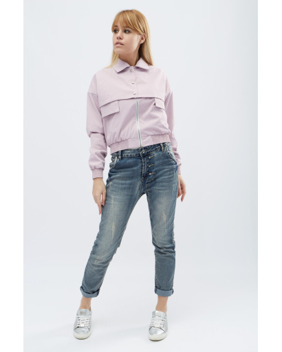 Короткая розовая куртка с рисунком на спине 32136, Цвет: Розовый, Размер: L, изображение 2