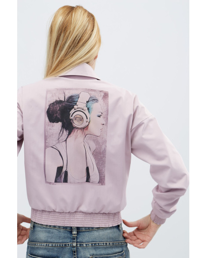 Короткая розовая куртка с рисунком на спине 32136, Цвет: Розовый, Размер: L, изображение 3
