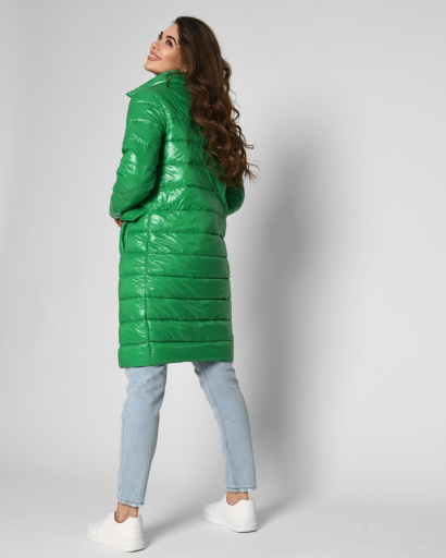 Стьобана куртка-пальто на кнопках колір зелений 53270, Колір: Зелений, Розмір: M, зображення 2
