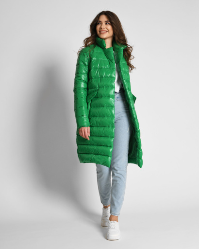 Стьобана куртка-пальто на кнопках колір зелений 53270, Колір: Зелений, Розмір: M, зображення 4