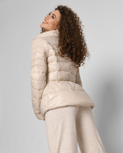 Демісезонна бежева приталена куртка 53363, Колір: Бежевий, Розмір: M, зображення 3