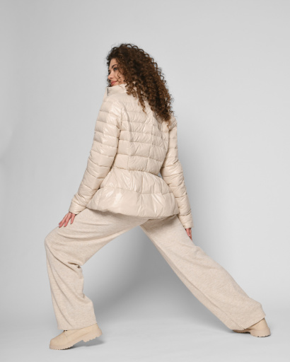 Демісезонна бежева приталена куртка 53363, Колір: Бежевий, Розмір: M, зображення 4