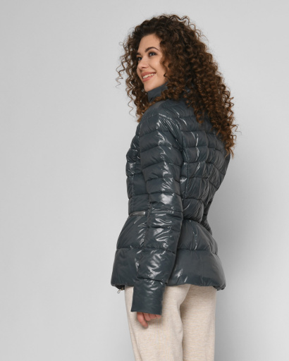 Демісезонна нефритова  приталена куртка 53365, Колір: Зелений, Розмір: XS, зображення 3