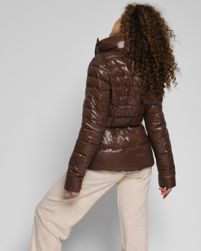 Демісезонна приталена куртка коричневого кольору 53366, Колір: Коричневий, Розмір: XS, зображення 4