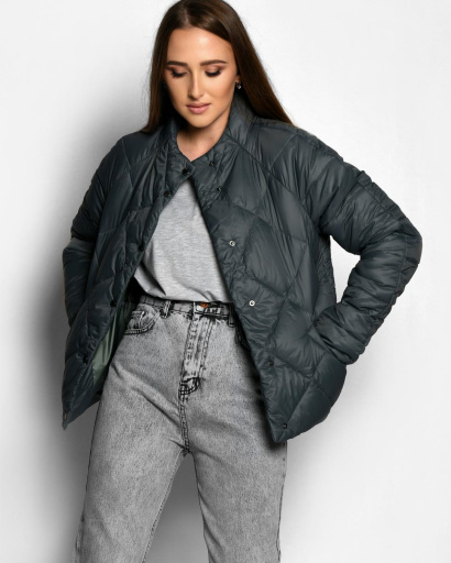 Легка нефритова демісезонна куртка 55191, Колір: Зелений, Розмір: XS, зображення 8