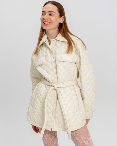 Женская куртка-рубашка цвета молоко 53333, Цвет: Молочний, Размер: XS, изображение 2
