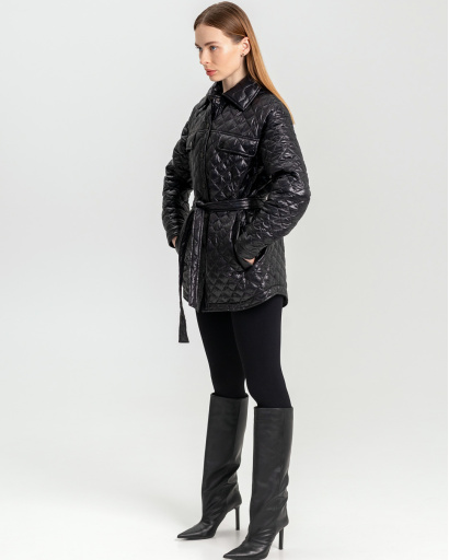 Жіноча куртка-сорочка чорного кольору 53334, Колір: Чорний, Розмір: S, зображення 5