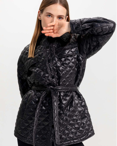Жіноча куртка-сорочка чорного кольору 53334, Колір: Чорний, Розмір: S, зображення 7