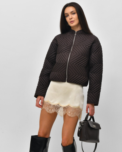 Жіноча стьобана демісезонна куртка, коричнева 57276, Колір: Коричневий, Розмір: L, зображення 4