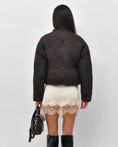 Жіноча стьобана демісезонна куртка, коричнева 57276, Колір: Коричневий, Розмір: L, зображення 6