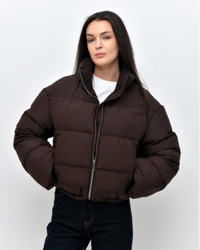 Жіноча весняна пухова куртка коротка, коричнева 57277, Колір: Коричневий, Розмір: XS, зображення 2