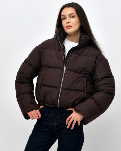 Жіноча весняна пухова куртка коротка, коричнева 57277, Колір: Коричневий, Розмір: XS, зображення 3