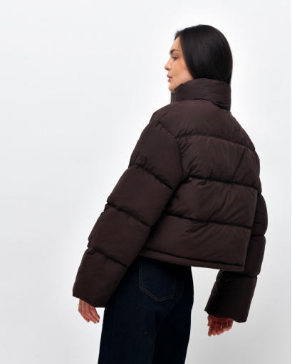 Жіноча весняна пухова куртка коротка, коричнева 57277, Колір: Коричневий, Розмір: XS, зображення 4