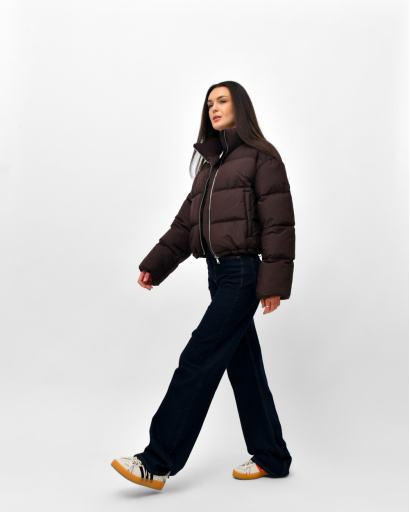 Жіноча весняна пухова куртка коротка, коричнева 57277, Колір: Коричневий, Розмір: XS, зображення 7