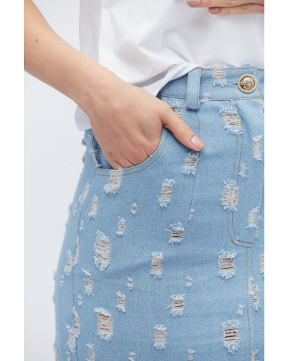 Юбка женская джинсовая мини Carica UB-3245-11 58056, Цвет: Голубой, Размер: XS, изображение 4