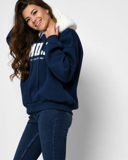 Тепле синє худі в американському стилі 52336, Колір: Синій, Розмір: M, зображення 3