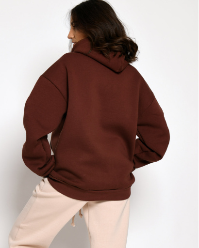 Женский коричневый худи с объемными рукавами 52341, Цвет: Коричневый, Размер: S, изображение 2