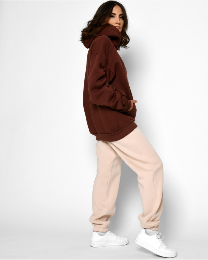 Женский коричневый худи с объемными рукавами 52341, Цвет: Коричневый, Размер: S, изображение 3