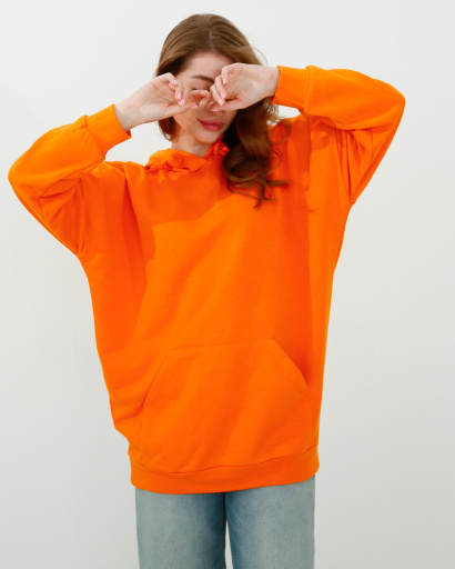 Женское оранжевое худи оверсайз 38162, Цвет: Оранжевый, Размер: L, изображение 2