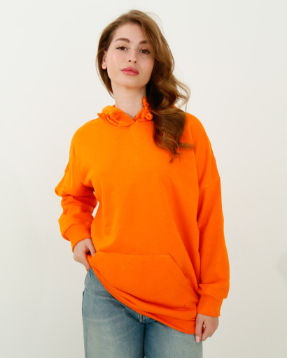 Женское оранжевое худи оверсайз 38162, Цвет: Оранжевый, Размер: L, изображение 5
