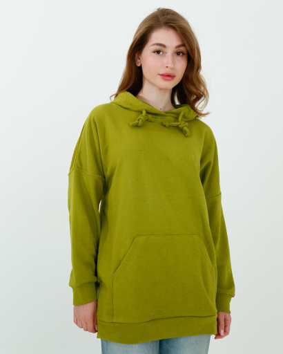Женское фисташковое худи оверсайз 38163, Цвет: Оливковый, Размер: XS, изображение 4