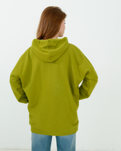 Женское фисташковое худи оверсайз 38163, Цвет: Оливковый, Размер: XS, изображение 5