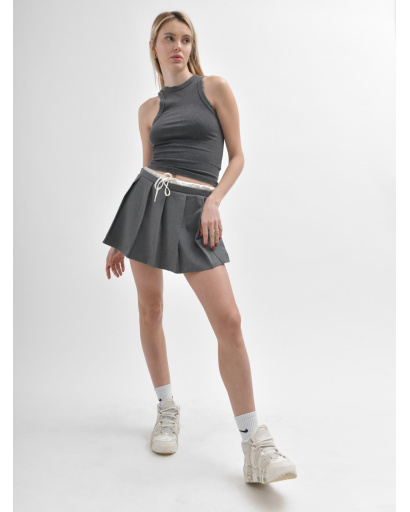 Спідниця-шорти жіноча плісе міні Carica UB-7030-4 58118, Колір: Сірий, Розмір: L, зображення 7
