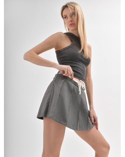 Спідниця-шорти жіноча плісе міні Carica UB-7030-4 58118, Колір: Сірий, Розмір: L, зображення 9