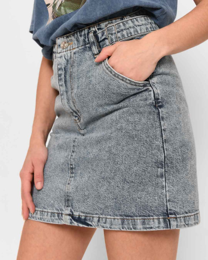 Спідниця жіноча джинсова міні Levure UB-31862-11 58057, Колір: Блакитний, Розмір: M, зображення 2