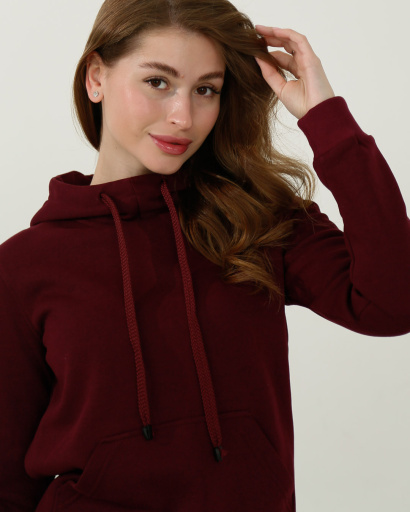 Жіночий худі з капюшоном марсала 31981, Колір: Бургунді, Розмір: XS, зображення 4