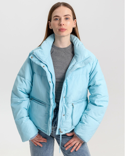 Демісезонна блакитна куртка oversize 55738, Колір: Блакитний, Розмір: XS, зображення 3