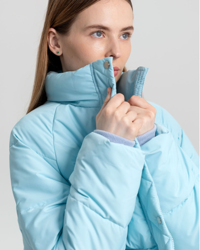 Демісезонна блакитна куртка oversize 55738, Колір: Блакитний, Розмір: XS, зображення 4