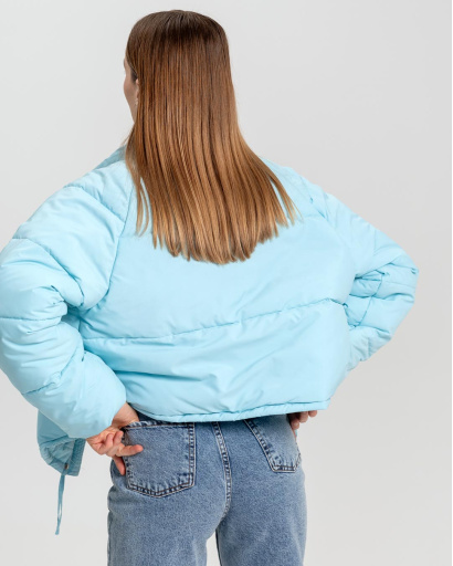 Демісезонна блакитна куртка oversize 55738, Колір: Блакитний, Розмір: XS, зображення 5