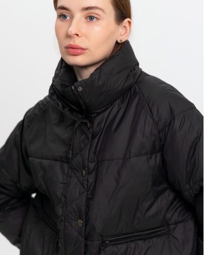 Демісезонна чорна куртка oversize 55740, Колір: Чорний, Розмір: XS, зображення 2