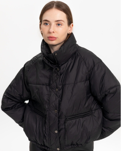 Демісезонна чорна куртка oversize 55740, Колір: Чорний, Розмір: XS, зображення 3