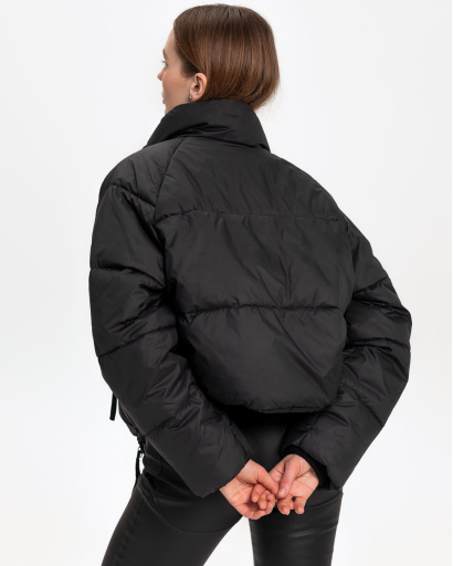 Демісезонна чорна куртка oversize 55740, Колір: Чорний, Розмір: XS, зображення 6