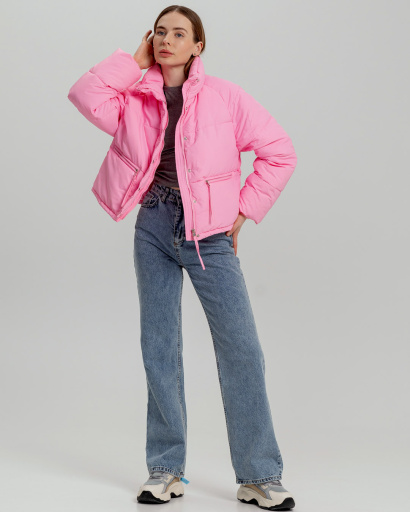 Демісезонна рожева куртка oversize 55741, Колір: Рожевий, Розмір: S, зображення 5
