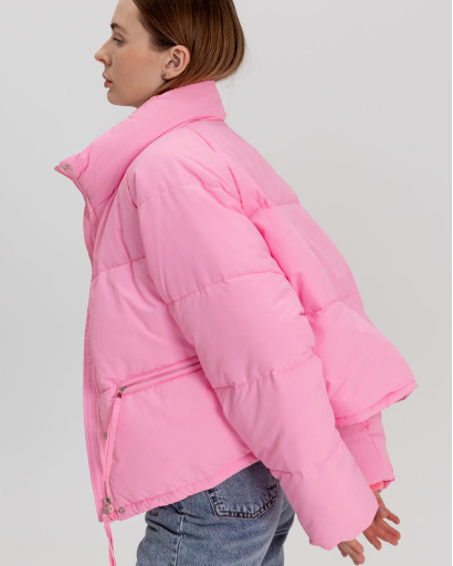 Демісезонна рожева куртка oversize 55741, Колір: Рожевий, Розмір: S, зображення 6