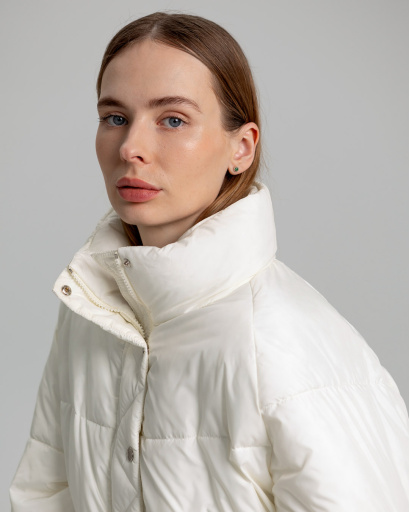 Демисезонная молочная куртка oversize 55742, Цвет: Молочний, Размер: S, изображение 3