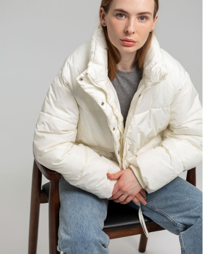 Демисезонная молочная куртка oversize 55742, Цвет: Молочний, Размер: S, изображение 7