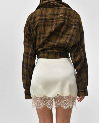 Спідниця жіноча міні шовкова з мереживом Rica Rossa RR-32007-31 58116, Колір: Молочний, Розмір: XS, зображення 2