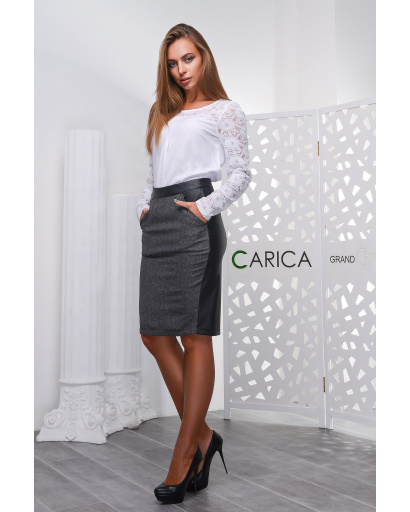 Спідниця жіноча міді Carica UB-3227-8 58088, Колір: Графіт, Розмір: XS, зображення 3