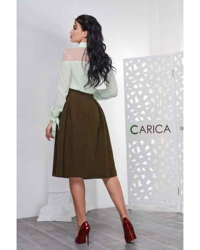 Спідниця жіноча міді Carica UB-3046-12 58070, Колір: Хакі, Розмір: XS, зображення 2