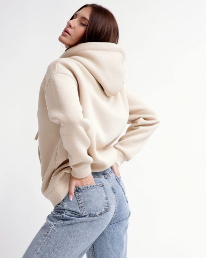 Худі oversize унісекс (чоловічий/жіночий), світло-бежевий 55816, Колір: Світлий бежевий, Розмір: M, зображення 5