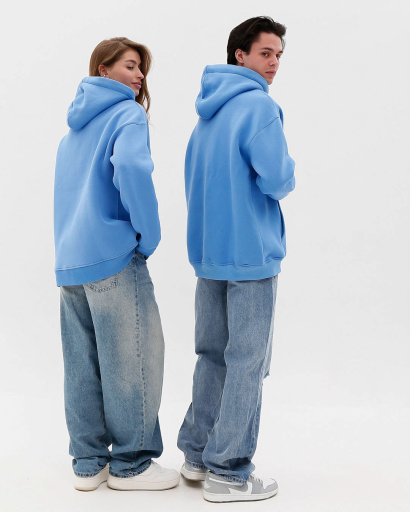 Худі oversize унісекс (чоловічий/жіночий), блакитний 55820, Колір: Блакитний, Розмір: S, зображення 4