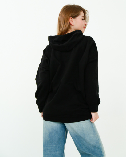 Жіноче чорне худі оверсайз 38150, Колір: Чорний, Розмір: S, зображення 4