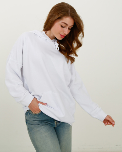 Жіноче біле худі оверсайз 38154, Колір: Білий, Розмір: XS, зображення 2