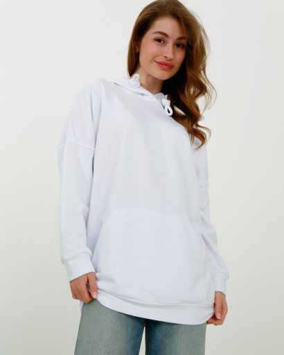 Жіноче біле худі оверсайз 38154, Колір: Білий, Розмір: XS, зображення 3