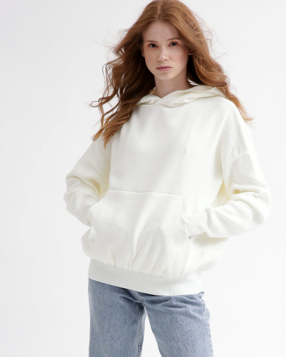 В'язаний білий худі оверсайз 55783, Колір: Білий, Розмір: ONE SIZE, зображення 3